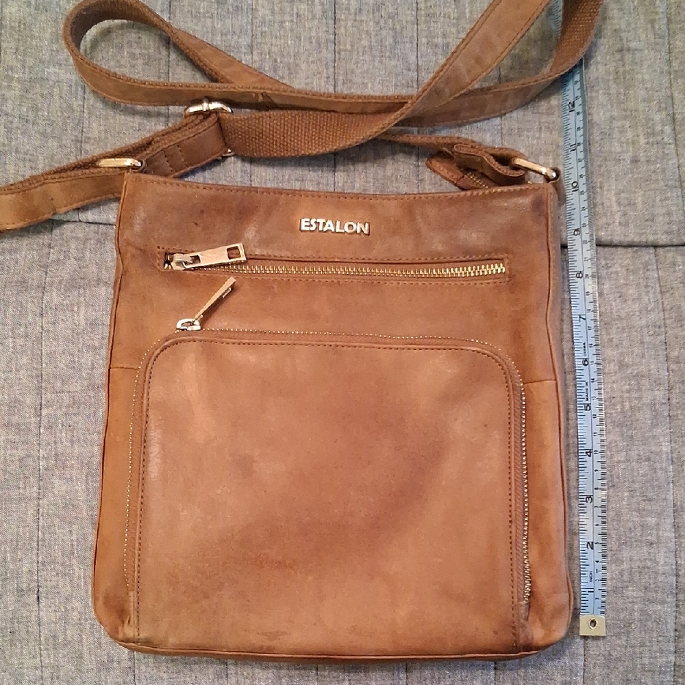 Estalon Tan Leather Crossbody Bag